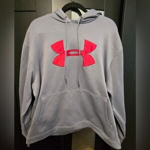 Under Armour Charcoal Hoodie with Vibrant Red Logo